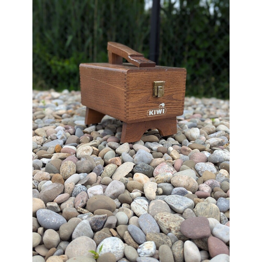 Vintage Kiwi Brand Hand Crafter Shoe Valet Wooden Box Kit w/ Supplies Bundle